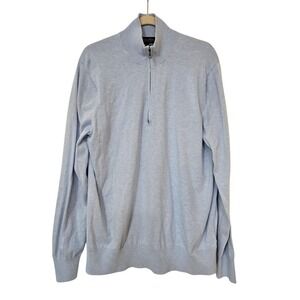 Brooks Brothers Men's Quarter Zip 100% Supima Cotton Light Blue Sweater Size L